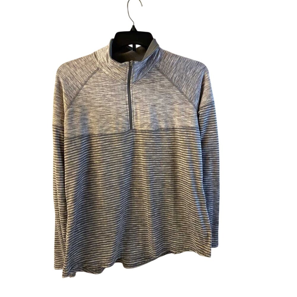 Avia Quarter Zip Pullover XXXL Grey Striped Space Dye Long Sleeve Womens